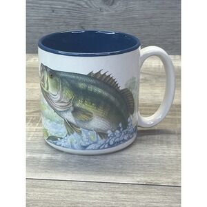 Large Mouth Bass Fish Mug Potpourri Press Vintage 90s Fishing Camping 1990